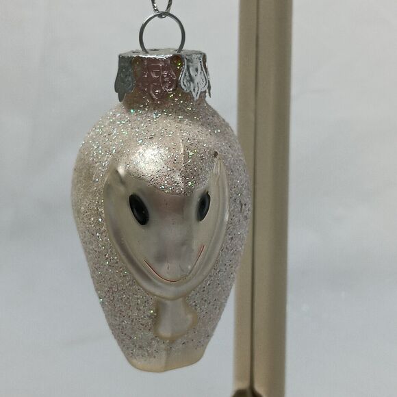Enesco Standing Glitter Sheep Ornament Blown Glass Silver Sparkle Festive - Picture 4 of 5